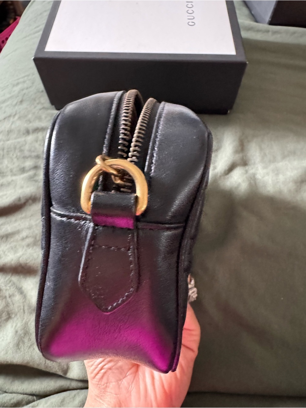 Gucci Black Quilted Leather Crossbody with Gold GG - Picture 5 of 11